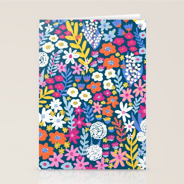 Boho Summer Colorful Flower Meadow Stationery Card Gallery Image 1