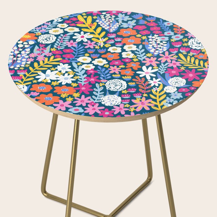Boho Summer Colorful Flower Meadow Side Table Gallery Image 2