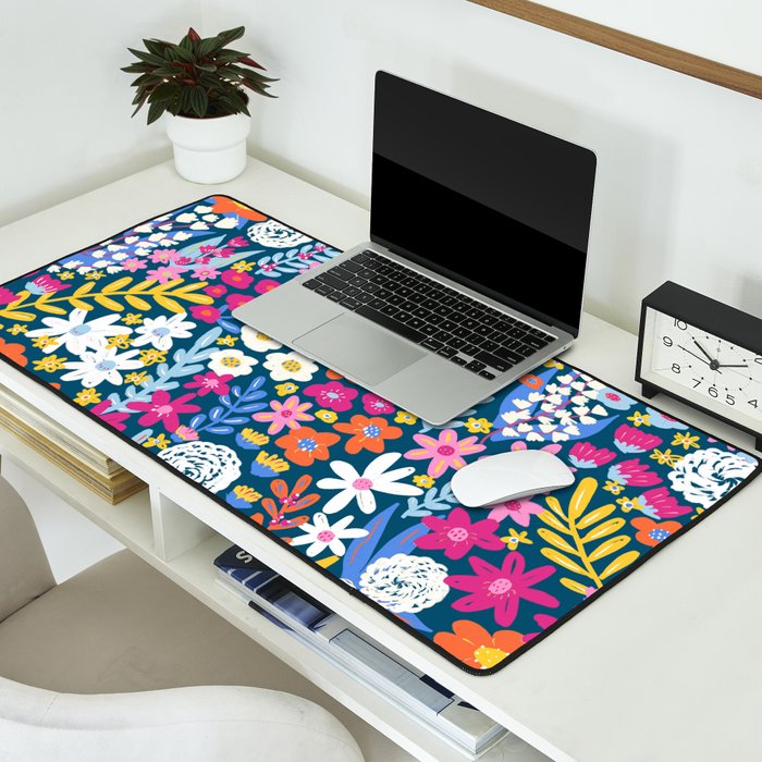 Boho Summer Colorful Flower Meadow Desk Mat Gallery Image 2