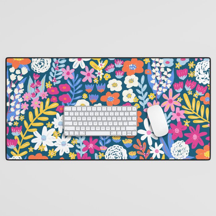 Boho Summer Colorful Flower Meadow Desk Mat Gallery Image 1