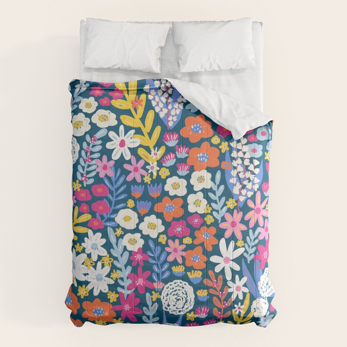 Boho Summer Colorful Flower Meadow Comforter Gallery Image 6