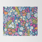 Boho Summer Colorful Flower Meadow Throw Blanket Gallery Image 2