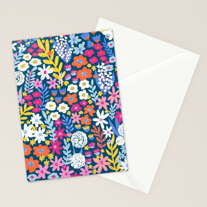 Boho Summer Colorful Flower Meadow Stationery Card Gallery Image 2