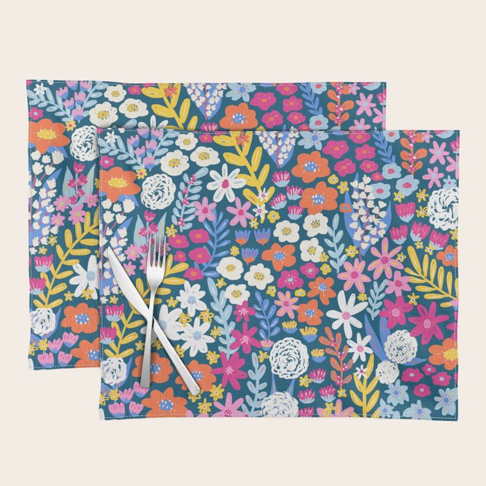 Boho Summer Colorful Flower Meadow Placemat Gallery Image 1