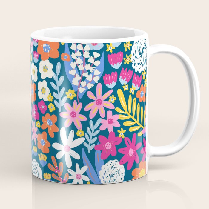Boho Summer Colorful Flower Meadow Coffee Mug Gallery Image 1
