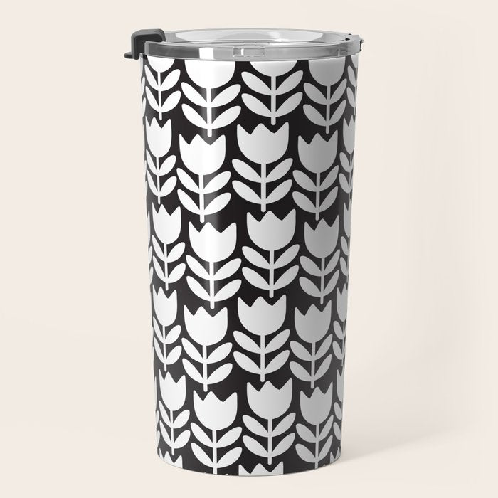 Tulip - Black & White  Travel Mug Gallery Image 3