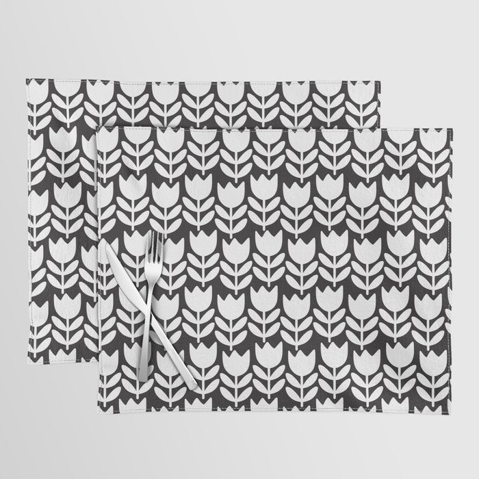 Tulip - Black & White  Placemat Gallery Image 1