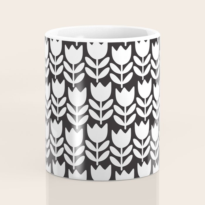 Tulip - Black & White  Coffee Mug Gallery Image 4