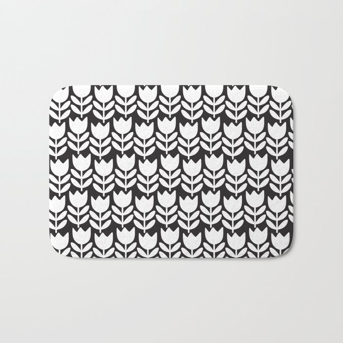 Tulip - Black & White  Bath Mat Gallery Image 1