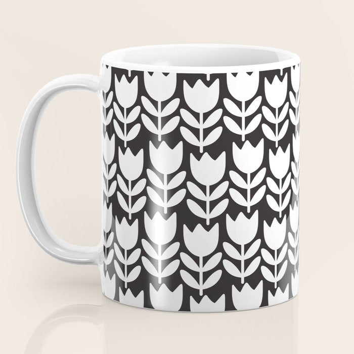 Tulip - Black & White  Coffee Mug Gallery Image 3