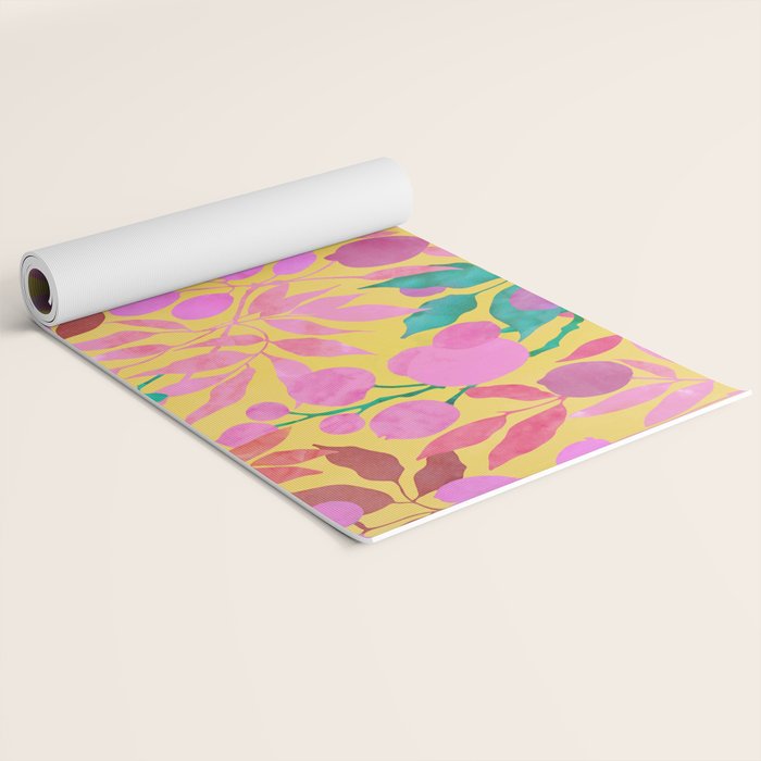 Exotic Fruit Garden Tropical Summer Foliage And Fruit Yellow Yoga Mat Gallery Image 2