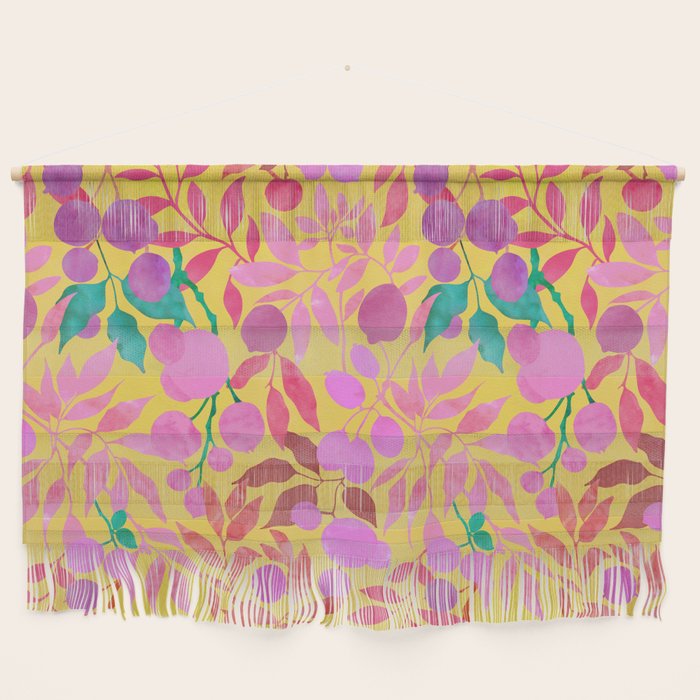 Exotic Fruit Garden Tropical Summer Foliage And Fruit Yellow Wall Hanging Gallery Image 1