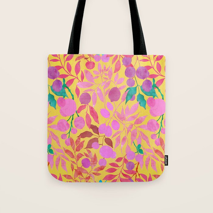 Exotic Fruit Garden Tropical Summer Foliage And Fruit Yellow Tote Bag Gallery Image 1