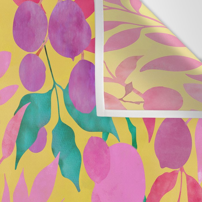Exotic Fruit Garden Tropical Summer Foliage And Fruit Yellow Wall Tapestry Gallery Image 3