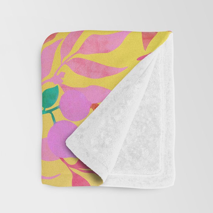 Exotic Fruit Garden Tropical Summer Foliage And Fruit Yellow Throw Blanket Gallery Image 3