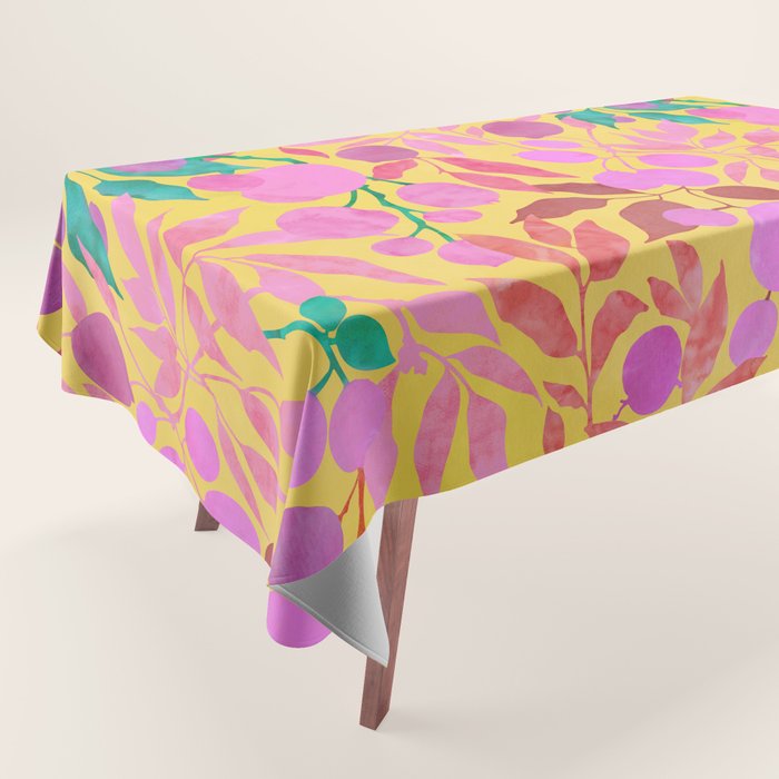Exotic Fruit Garden Tropical Summer Foliage And Fruit Yellow Tablecloth Gallery Image 1