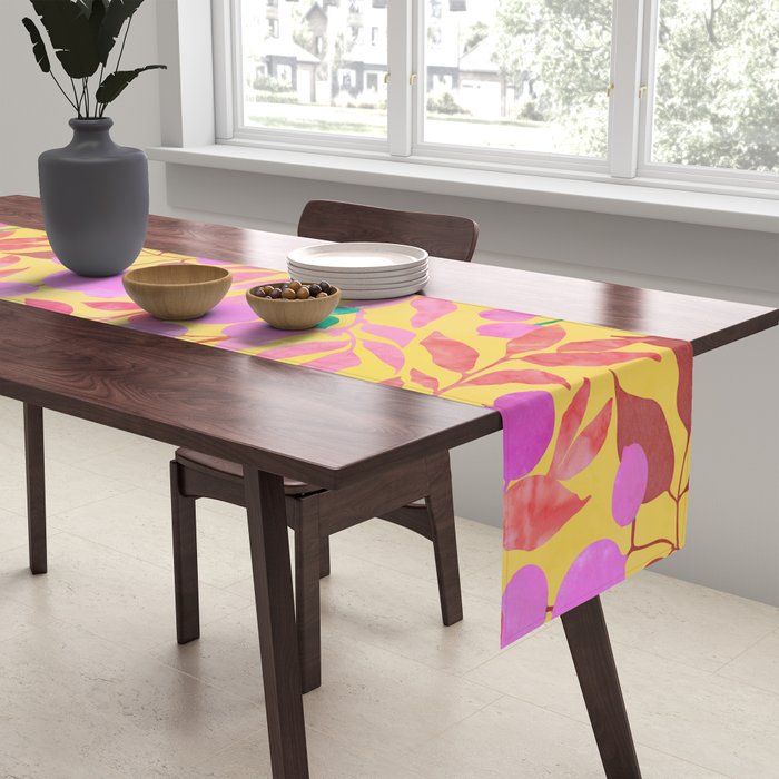 Exotic Fruit Garden Tropical Summer Foliage And Fruit Yellow Table Runner Gallery Image 2