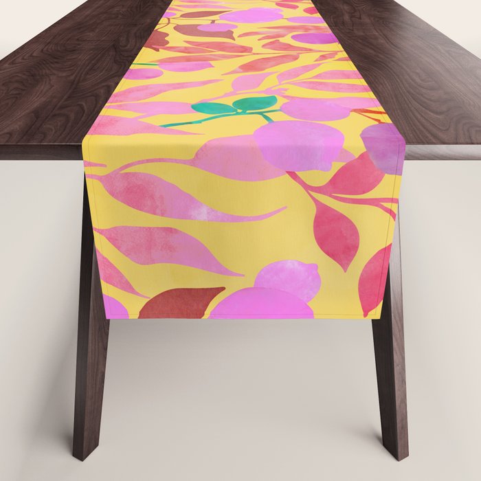 Exotic Fruit Garden Tropical Summer Foliage And Fruit Yellow Table Runner Gallery Image 1