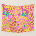 Exotic Fruit Garden Tropical Summer Foliage And Fruit Yellow Wall Tapestry Gallery Image 4