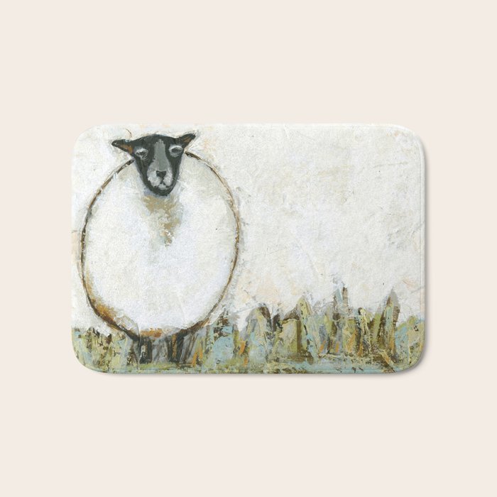 Wide Sheep in Field  Bath Mat Gallery Image 1