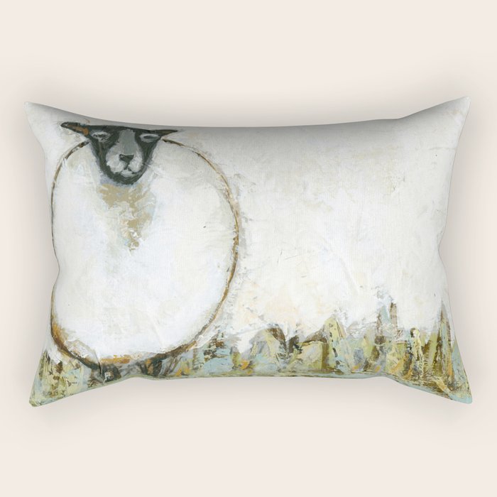 Wide Sheep in Field  Rectangular Pillow Gallery Image 2