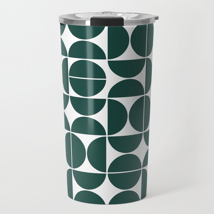 Mid Century Modern Geometric 04 Dark Green Travel Mug Gallery Image 1