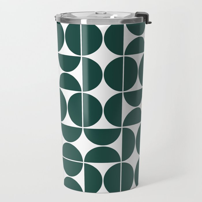 Mid Century Modern Geometric 04 Dark Green Travel Mug Gallery Image 2
