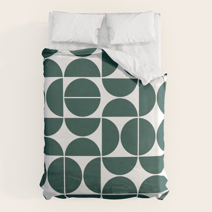 Mid Century Modern Geometric 04 Dark Green Duvet Cover Gallery Image 6