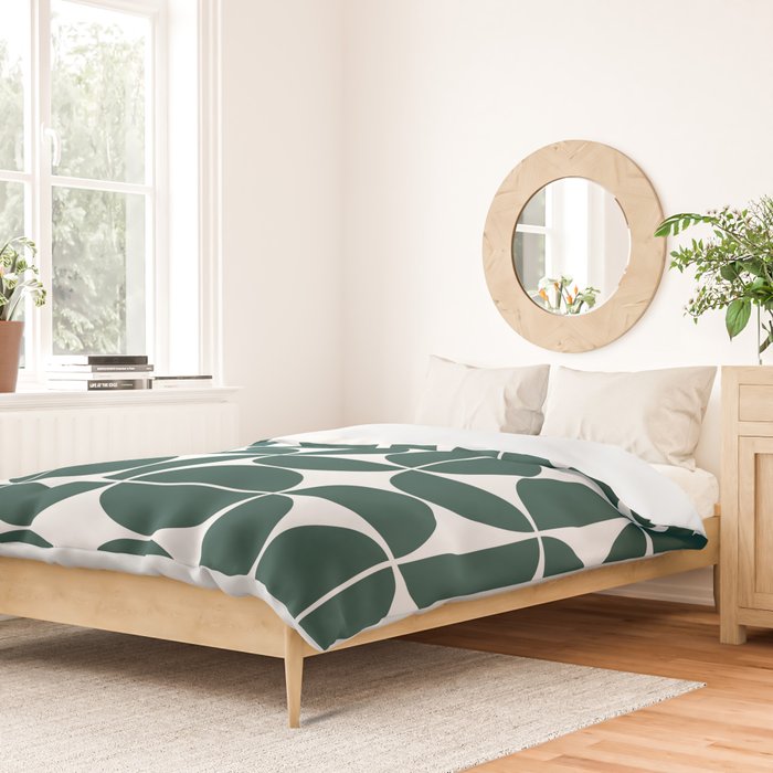 Mid Century Modern Geometric 04 Dark Green Duvet Cover Gallery Image 2