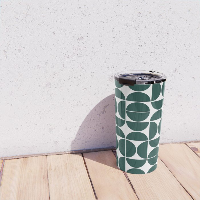Mid Century Modern Geometric 04 Dark Green Travel Mug Gallery Image 4