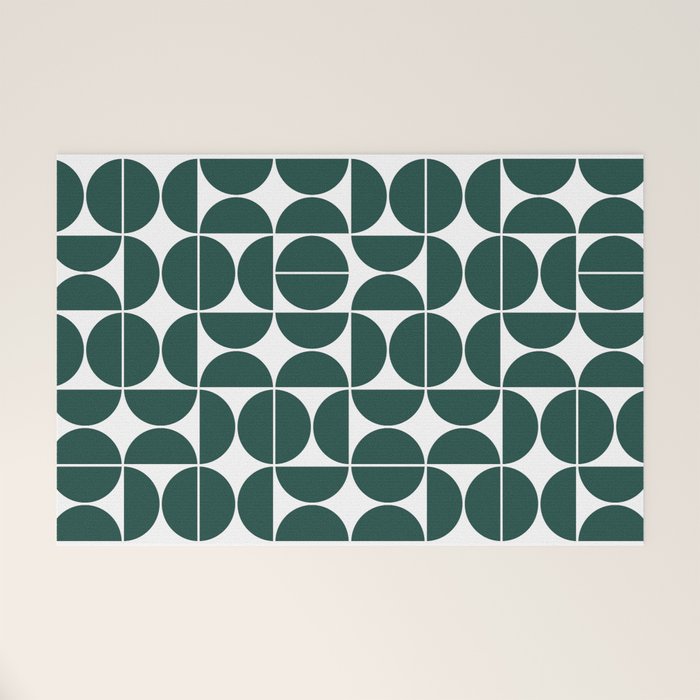Mid Century Modern Geometric 04 Dark Green Welcome Mat Gallery Image 1