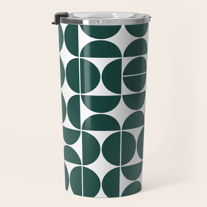 Mid Century Modern Geometric 04 Dark Green Travel Mug Gallery Image 3