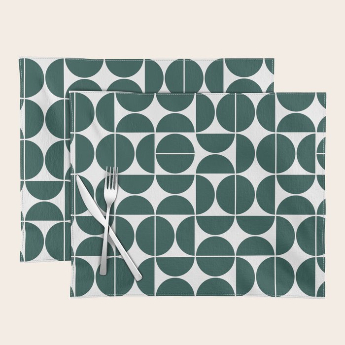 Mid Century Modern Geometric 04 Dark Green Placemat Gallery Image 1