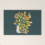 Watercolor Peacock Welcome Mat Gallery Image 1