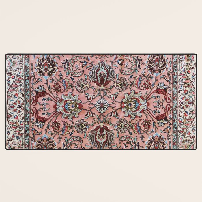 Pink Blue Burgundy Antique Tabriz Rug Print Desk Mat Gallery Image 3