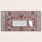 Pink Blue Burgundy Antique Tabriz Rug Print Desk Mat Gallery Image 1