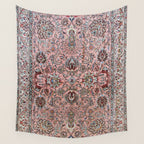 Pink Blue Burgundy Antique Tabriz Rug Print Wall Tapestry Gallery Image 4