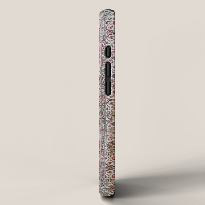 Pink Blue Burgundy Antique Tabriz Rug Print iPhone Case Gallery Image 2