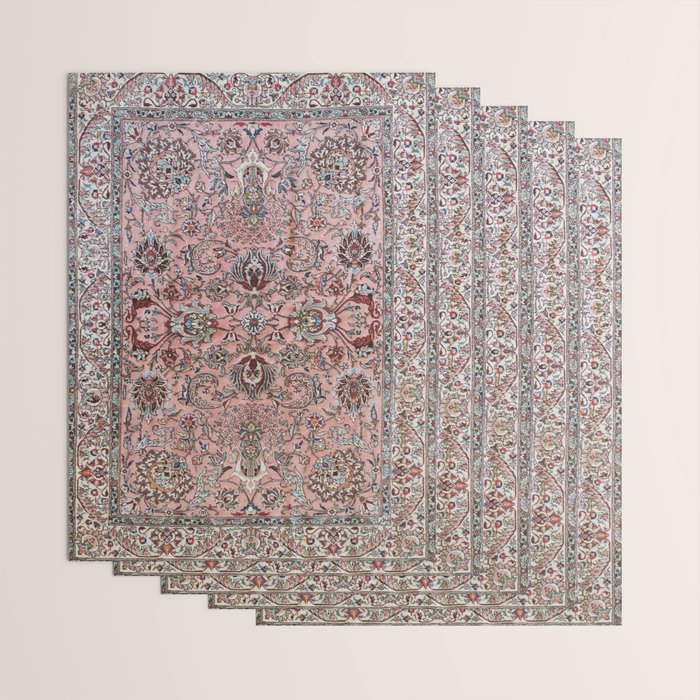 Pink Blue Burgundy Antique Tabriz Rug Print Wrapping Paper Gallery Image 3