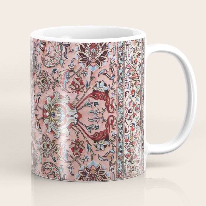 Pink Blue Burgundy Antique Tabriz Rug Print Coffee Mug Gallery Image 1