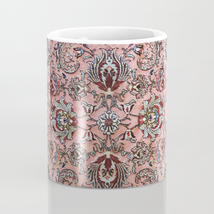 Pink Blue Burgundy Antique Tabriz Rug Print Coffee Mug Gallery Image 4