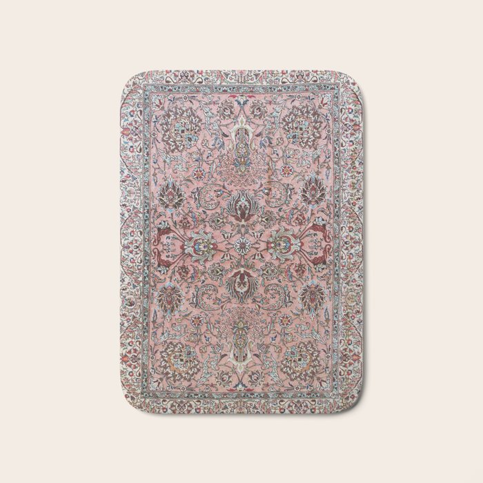 Pink Blue Burgundy Antique Tabriz Rug Print Bath Mat Gallery Image 1