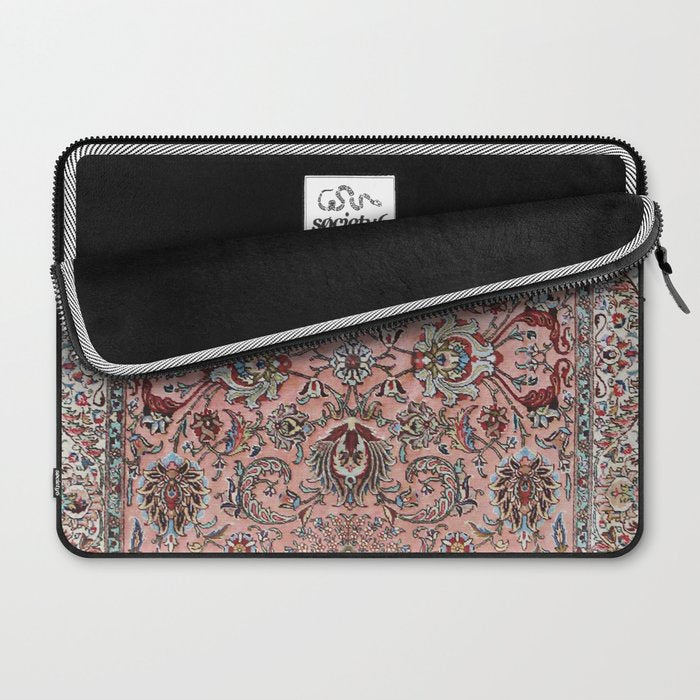 Pink Blue Burgundy Antique Tabriz Rug Print Laptop Sleeve Gallery Image 2