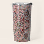 Pink Blue Burgundy Antique Tabriz Rug Print Travel Mug Gallery Image 2