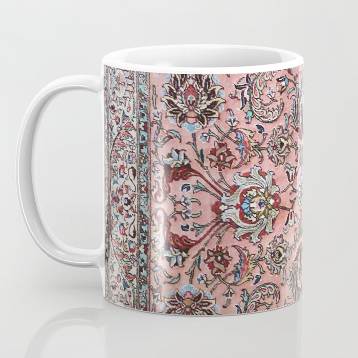 Pink Blue Burgundy Antique Tabriz Rug Print Coffee Mug Gallery Image 3