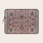 Pink Blue Burgundy Antique Tabriz Rug Print Laptop Sleeve Gallery Image 1