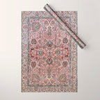 Pink Blue Burgundy Antique Tabriz Rug Print Wrapping Paper Gallery Image 1