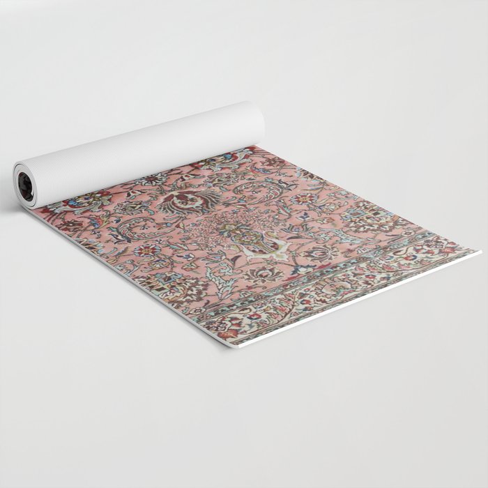 Pink Blue Burgundy Antique Tabriz Rug Print Yoga Mat Gallery Image 2