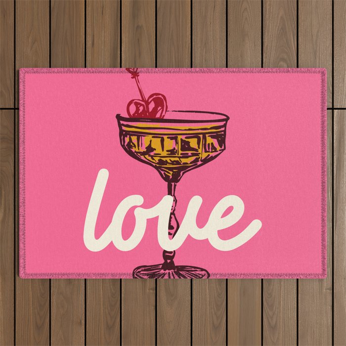 Love Cocktail Illustration Outdoor Rug Gallery Image 1