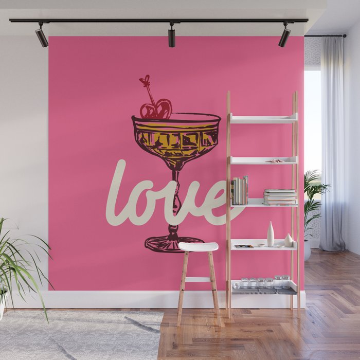 Love Cocktail Illustration Wall Mural Gallery Image 1